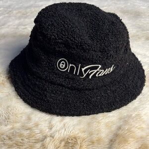 Black Textured Bucket Hat with Embroidered Logo